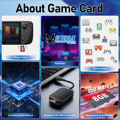 8GB Game Card Compatibility with ROG Ally/OneXPlayer/AYANEO NEXT, Retrobat Game System