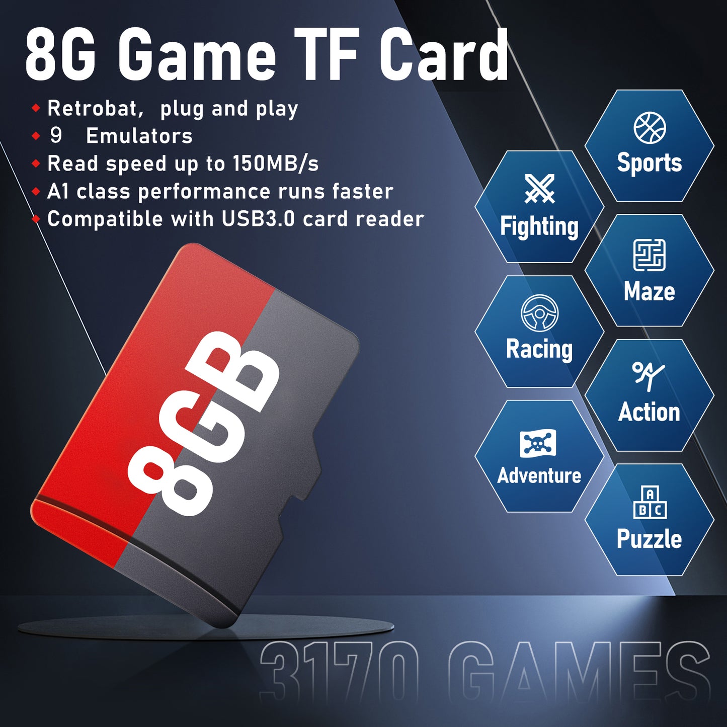 8GB Game Card Compatibility with ROG Ally/OneXPlayer/AYANEO NEXT, Retrobat Game System